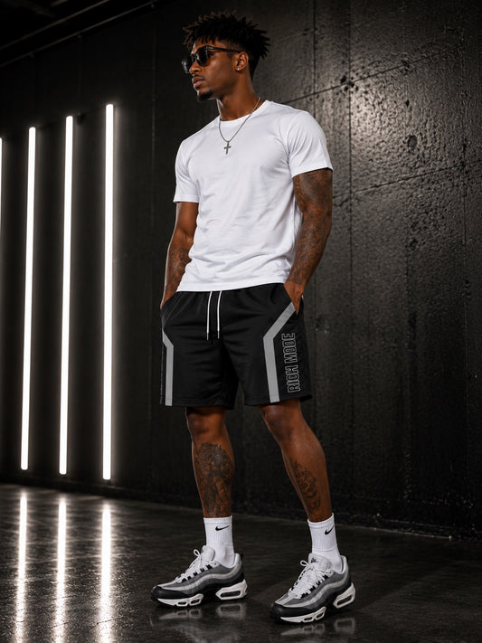 Rich Mode Geometric Panel Athletic Shorts
